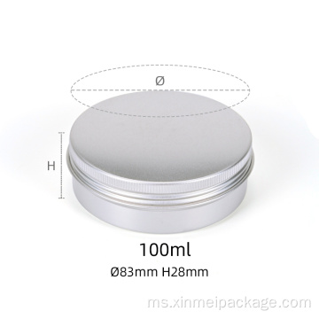 100ml 3.3oz balang aluminium untuk timah balm bibir